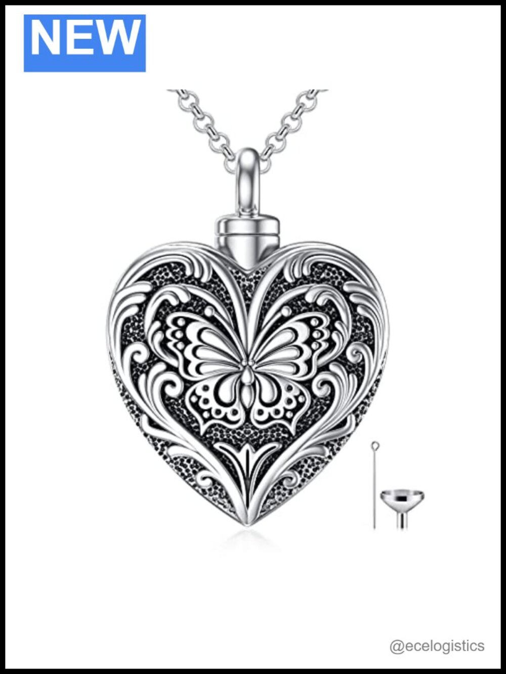 Sterling Silver Urn Necklace for Ashes Butterfly Cremation Memorial Jewelry